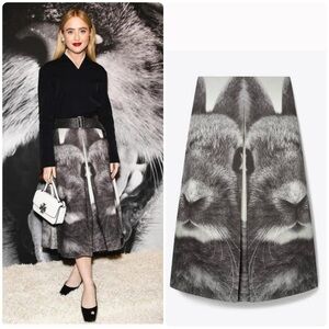 New Tory Burch Rabbit Printed Denim Skirt